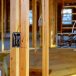 Electrical socket boxes with wires of wooden beams in a wall